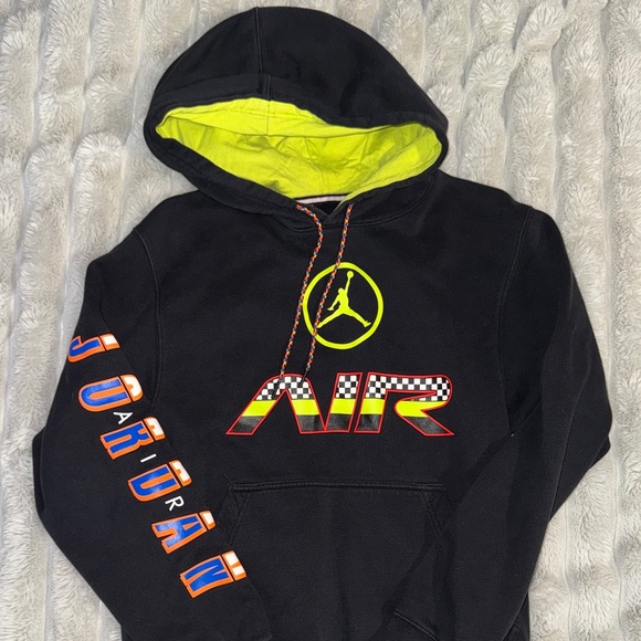 Jordan Other - Jordan mens Black Hoodie with Neon Yellow Details